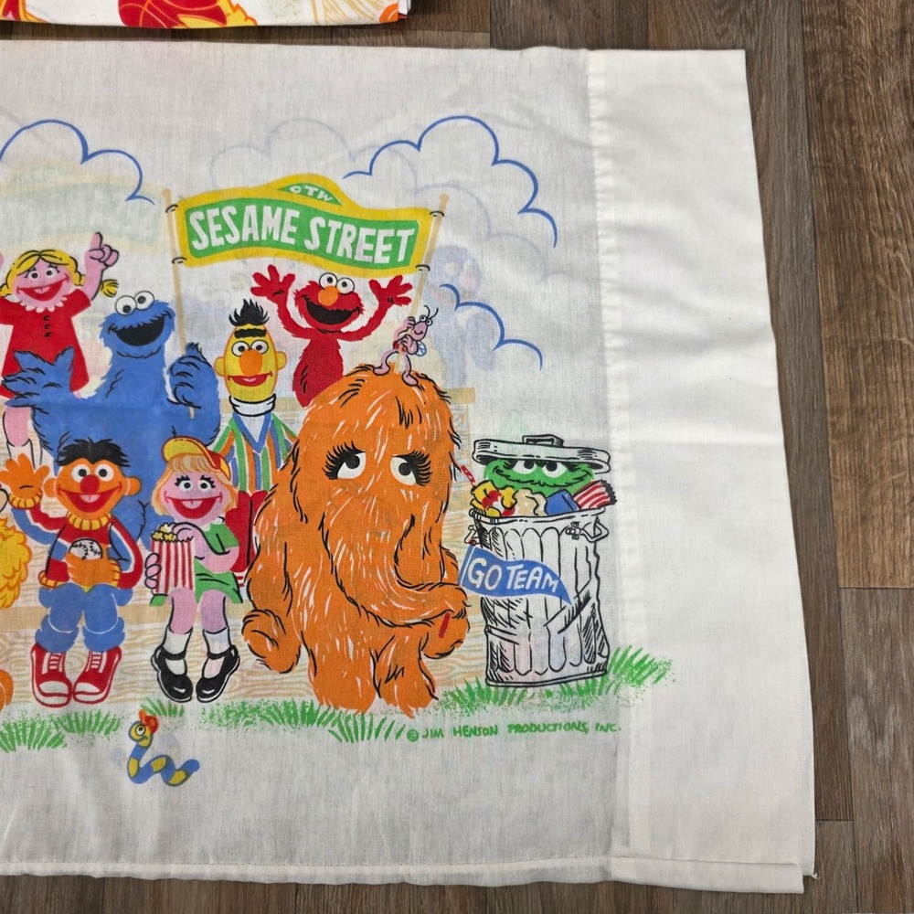 Vintage Sesame Street Pillowcase & Flat Sheet‎ Set 1984 Jim Henson Bedding - Picture 3 of 11